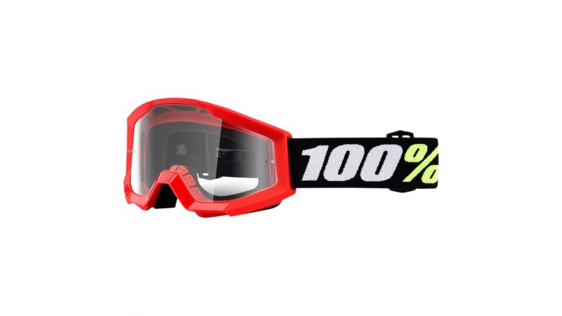 Очки детские 100% Strata Mini Goggle Red/Clear Lens