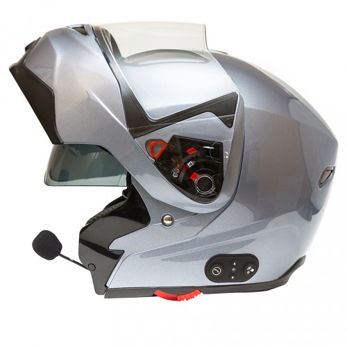 Шлем модуляр с солнцезащитными очками GSB G-339 Grey Met BT