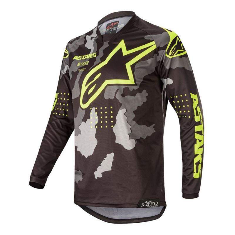 Джерси детская Alpinestars Youth Racer Tactical Jersey, черно-серо-камуфляжно-желтый