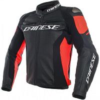 Куртка кожаная Dainese Racing 3 Perforated Black/Black/Fluo-Red