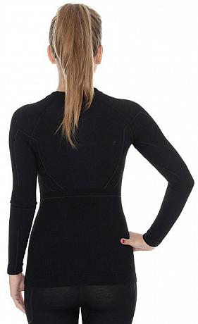 Термобелье (футболка, дл. рукав) женское Brubeck Active Wool, черный S