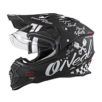 Шлем кроссовый со стеклом O'NEAL Sierra Torment V.22, мат. черный/белый