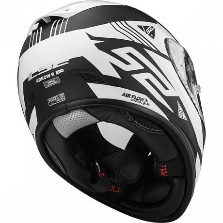 Шлем интеграл LS2 FF323 Arrow R Evo Neon, черно-белый