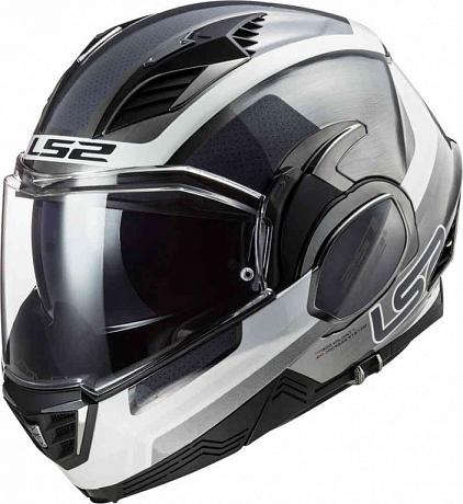 Шлем модуляр LS2 FF900 Valiant II ORBIT черно-белый глянцевый S