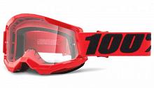 Очки подростковые 100% Strata 2 Youth Goggle Red Clear Lens