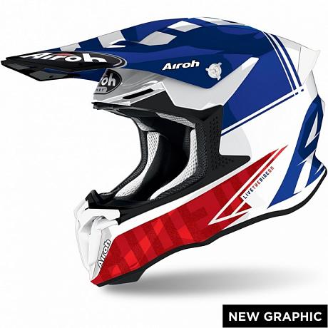 Кроссовый шлем Airoh Twist 2.0 Tech Blue Gloss