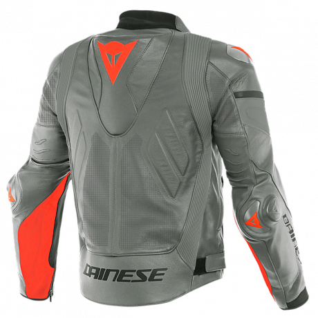 Куртка кожаная Dainese Super Race Perforated Charcoal-gray/ch.-gray/fluo-red