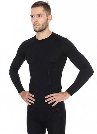 Термобелье (футболка, дл.рукав) Brubeck Active Wool, черный M