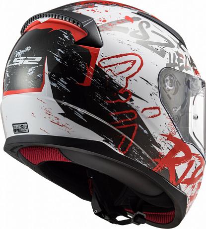 Шлем интеграл LS2 FF353 Rapid Naughty, бело-красный