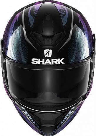 Мотошлем Shark D-Skwal 2 Shigan, черный/фиолетовый/зеленый