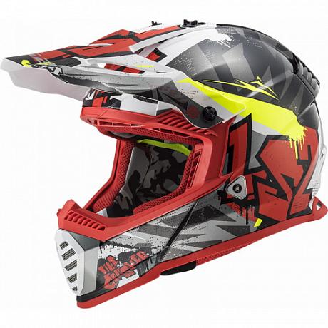 Кроссовый шлем LS2 MX437 Fast Crusher Черно-красный L